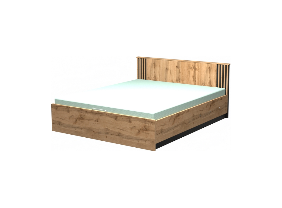 Postel s úložným prostorem LAMELO LA26 - 200x160 cm - dub wotan/černá