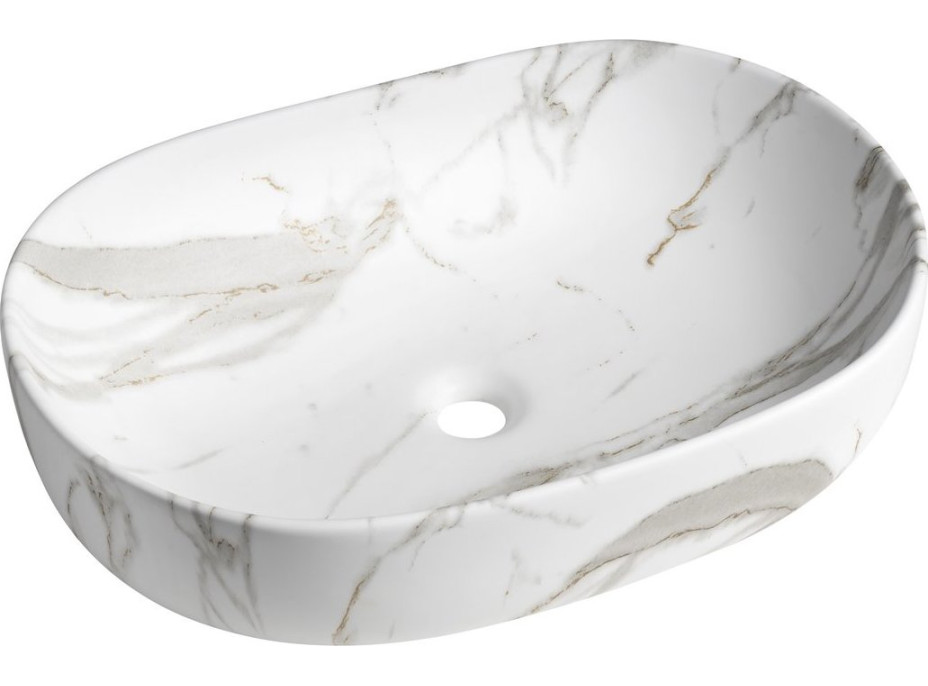 Sapho CALEO keramické umyvadlo na desku, 60x42cm, bianco carrara CA590BC
