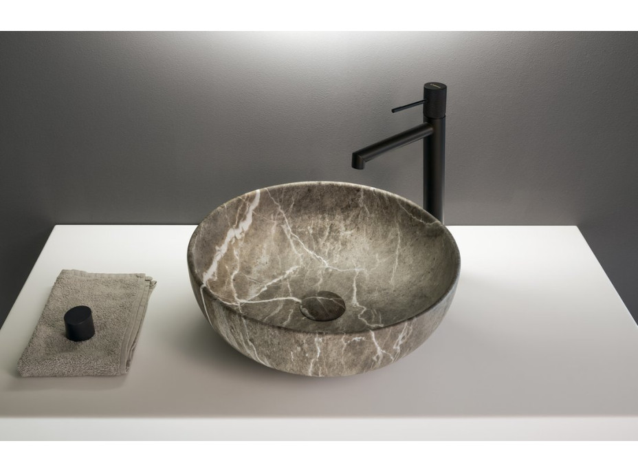 Sapho RONDANE keramické umyvadlo na desku Ø 41cm, breccia mramor AR435BM