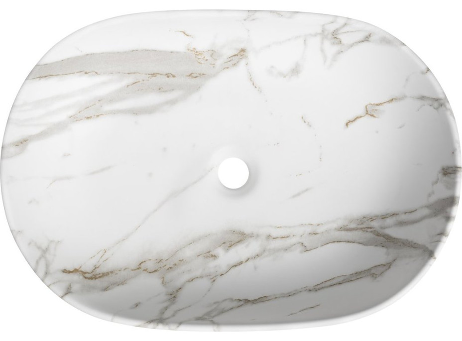 Sapho CALEO keramické umyvadlo na desku, 60x42cm, bianco carrara CA590BC