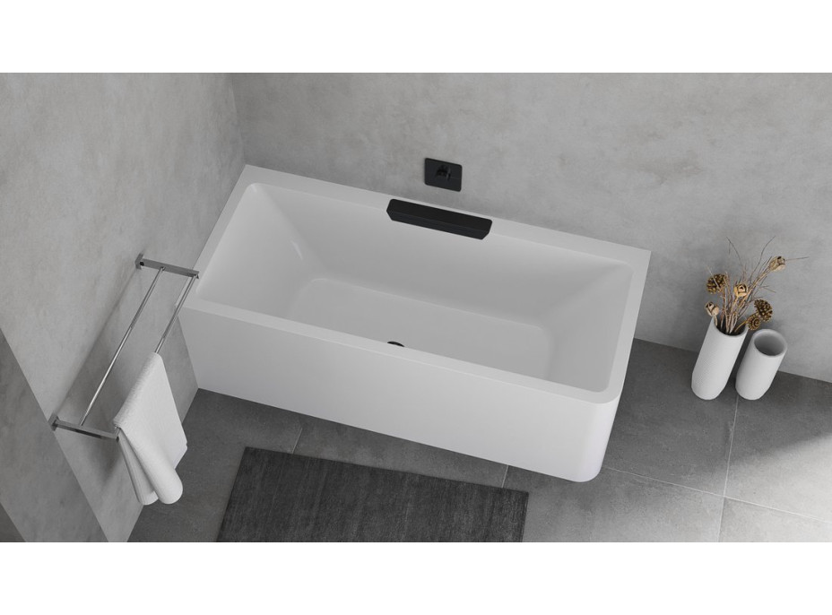 Polysan CASCATA L MONOLITH obdélníková vana 180x80x60cm, kaskáda černá 73836ML.102
