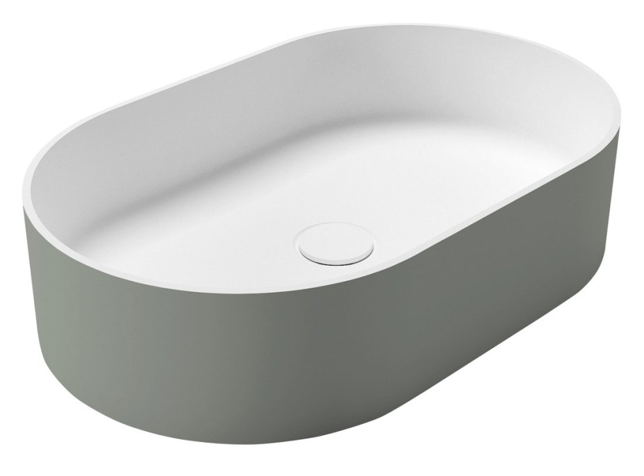 Sapho THIN umyvadlo na desku, Rockstone, 55x35cm, verde/bílá mat WN205-44