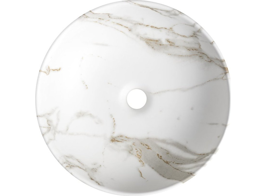 Sapho RONDANE keramické umyvadlo na desku Ø 41cm, bianco carrara AR435BC