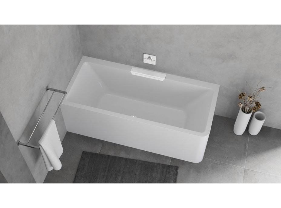 Polysan CASCATA L MONOLITH obdélníková vana 180x80x60cm, kaskáda bílá 73836ML.101