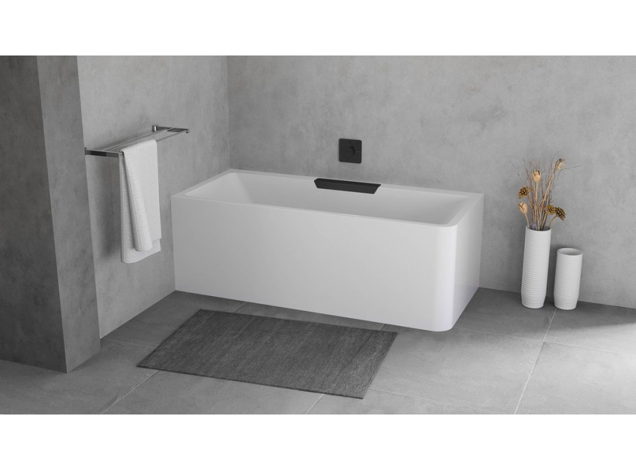 Polysan CASCATA L MONOLITH obdélníková vana 180x80x60cm, kaskáda černá 73836ML.102