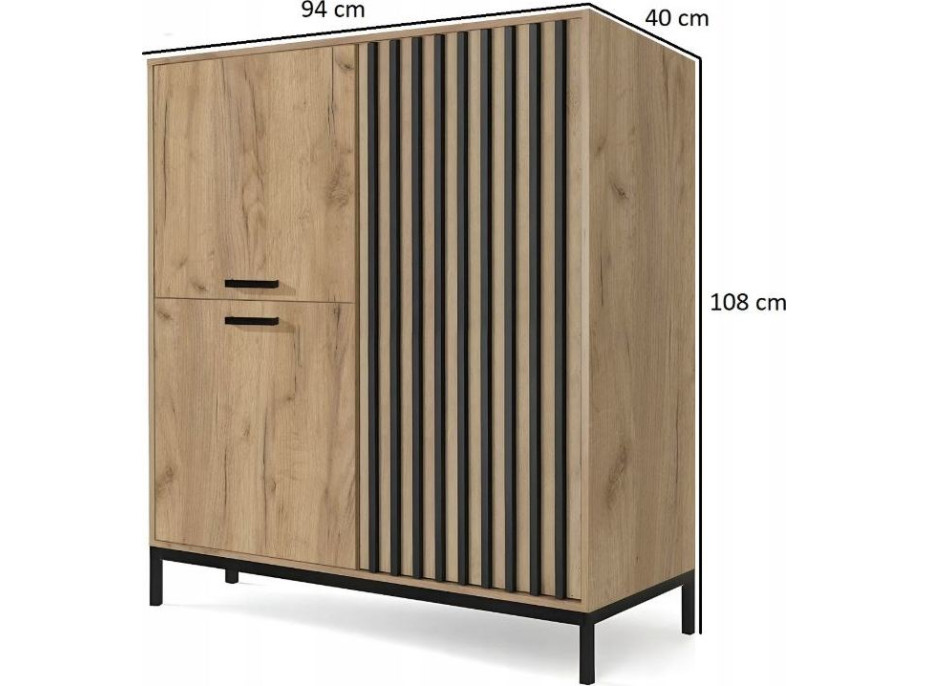 Komoda LAMINO 2 - dub craft/černá