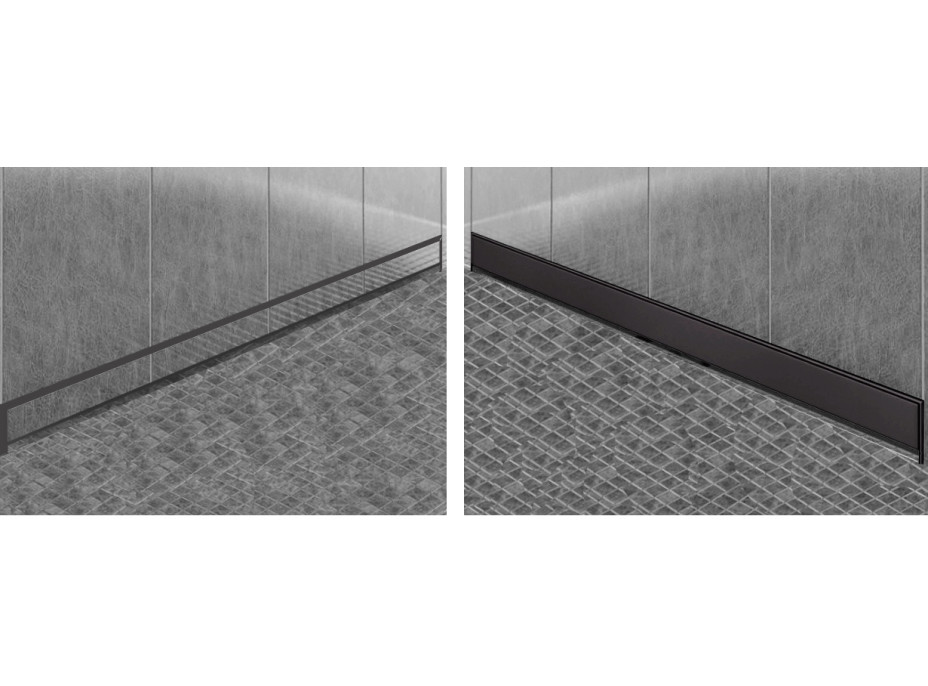 Sprchový žlab do stěny MEXEN FLAT WALL 2v1 - černý matný, 1730120, 120 cm
