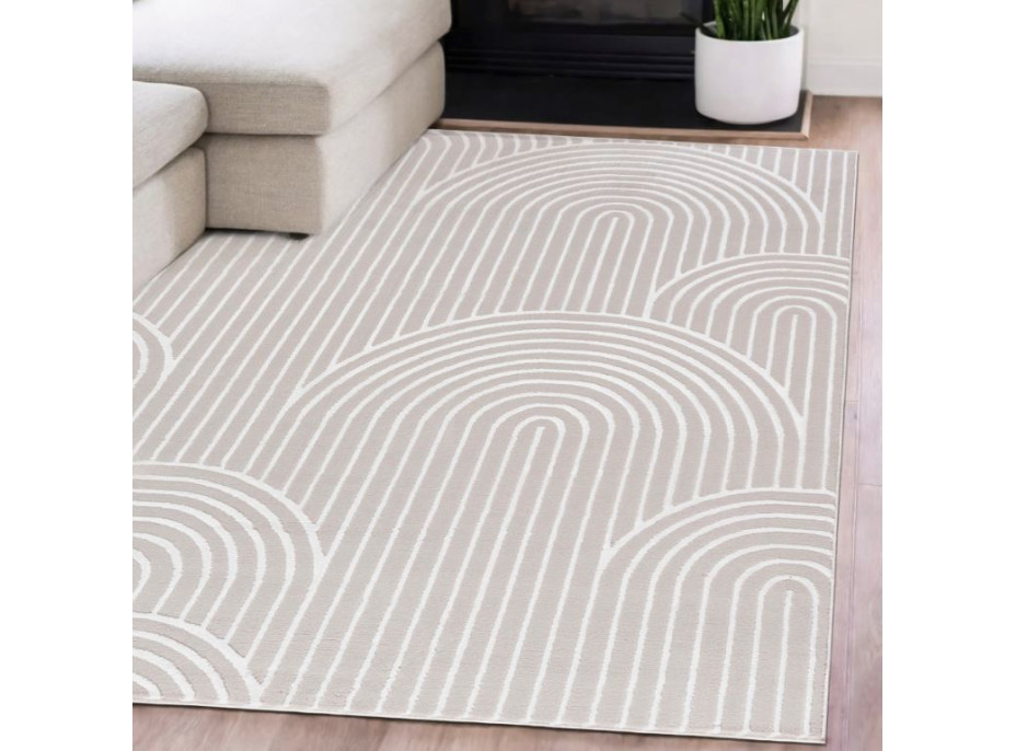 Kusový koberec ELLEN Waves - krémový/bílý