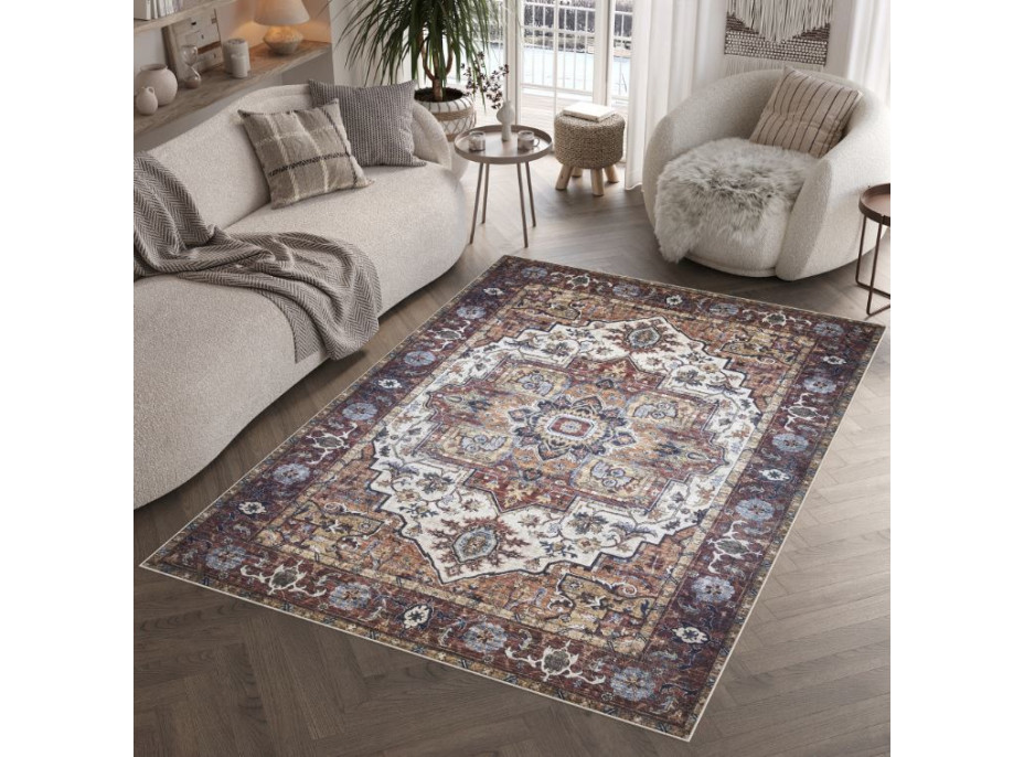 Kusový koberec FLANNEL PRINTED - Ornament - hnědý