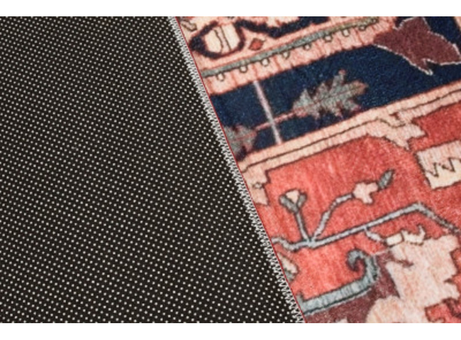 Kusový koberec FLANNEL PRINTED - Ornament - červený/tmavě modrý