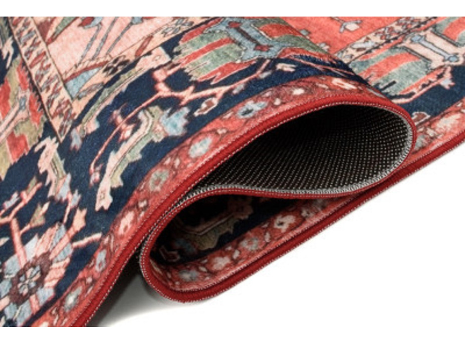 Kusový koberec FLANNEL PRINTED - Ornament - červený/tmavě modrý