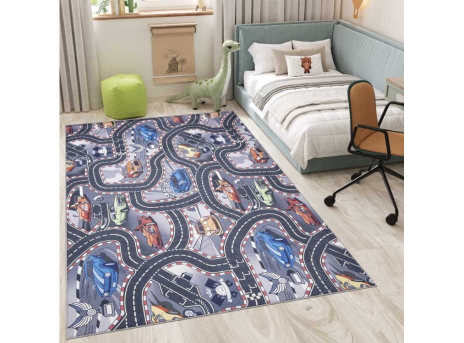 Dětský kusový koberec FLANNEL PRINTED - Auta
