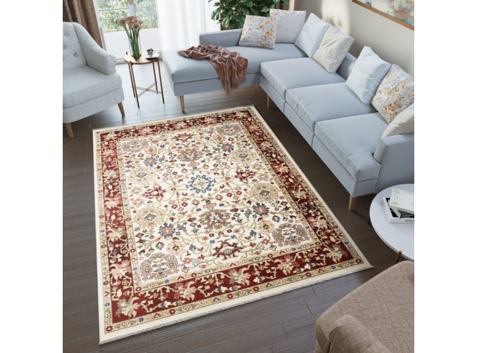 Kusový koberec RIVOLI Sivas - krémový/červený