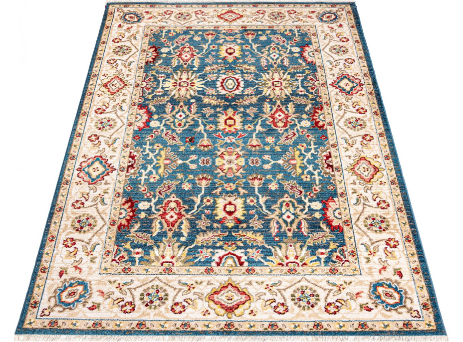 Kusový koberec RIVOLI Ushak - modrý/krémový