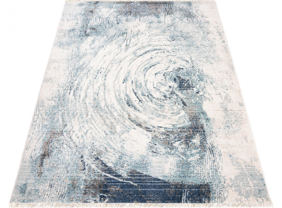 Kusový koberec RIVOLI Swirl - světle béžový/modrý