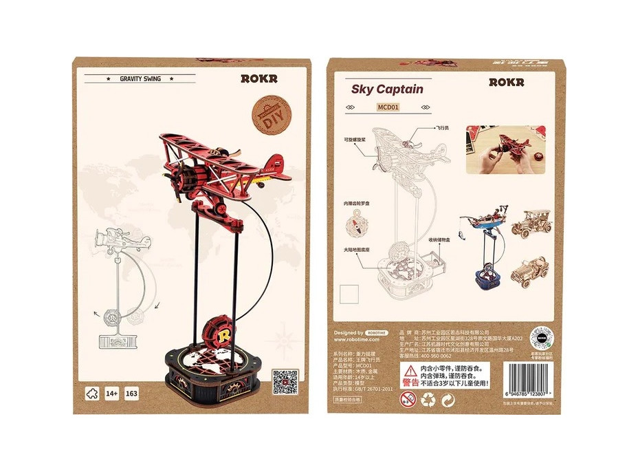 RoboTime 3D mechanická skládačka Dvojplošník s kyvadlem