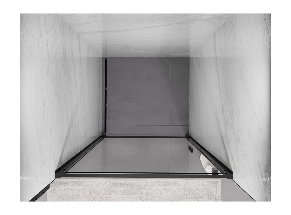 Sprchové dveře MEXEN EXO křídlové 75 cm - čiré - černé - 817-075-000-70-00