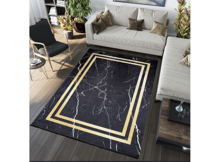 Kusový koberec TOSCANA Rim - černý/zlatý