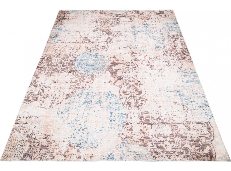Kusový koberec TOSCANA Print - hnědý/modrý