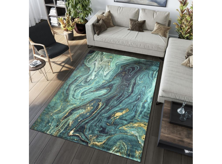 Kusový koberec TOSCANA Malachite - zelený/zlatý