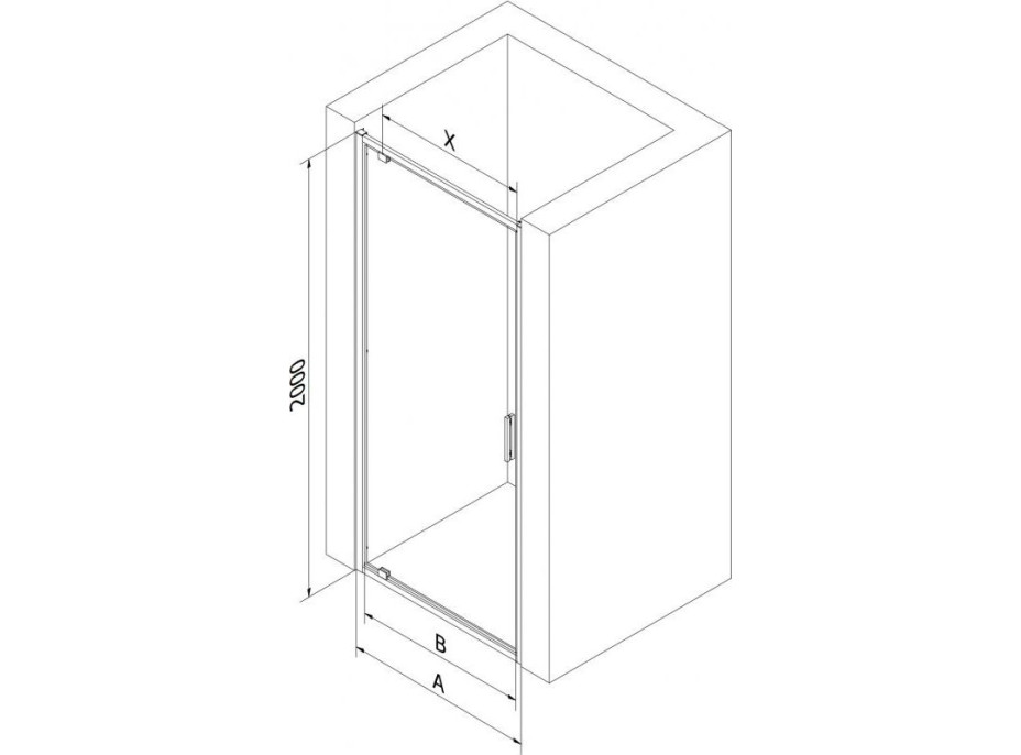 Sprchové dveře MEXEN EXO pivotové 90 cm - čiré - zlaté - 8181-090-000-50-00