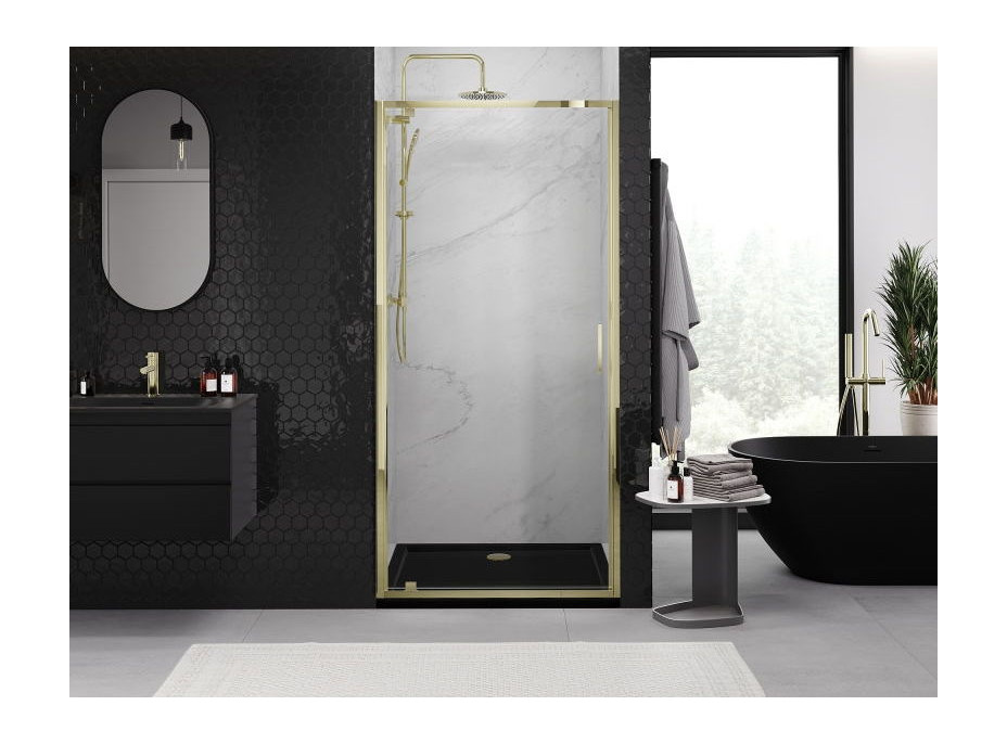Sprchové dveře MEXEN EXO pivotové 85 cm - čiré - zlaté - 8181-085-000-50-00