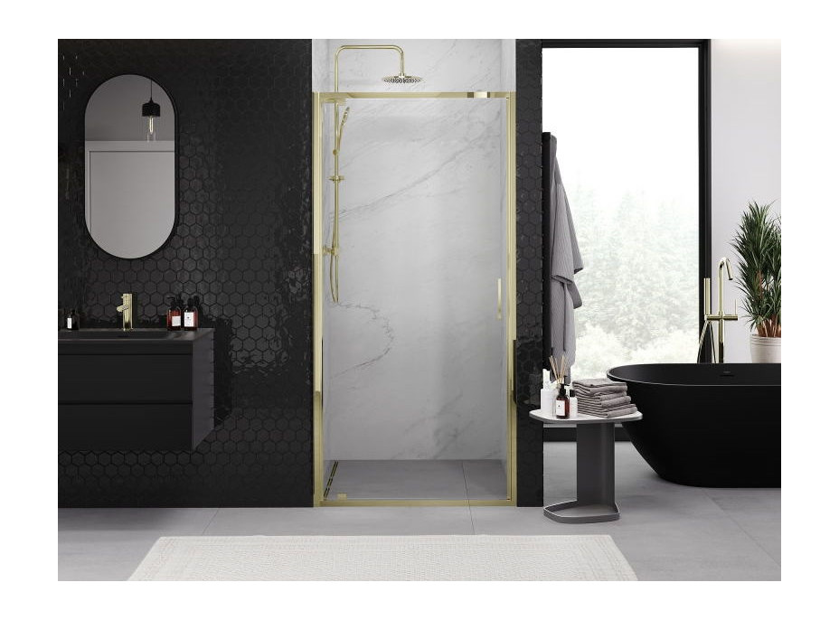 Sprchové dveře MEXEN EXO pivotové 65 cm - čiré - zlaté - 8181-065-000-50-00