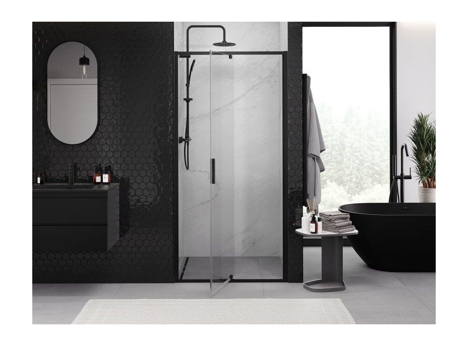 Sprchové dveře MEXEN EXO pivotové - dvoudílné - 110 cm - čiré - černé - 819-110-000-70-00