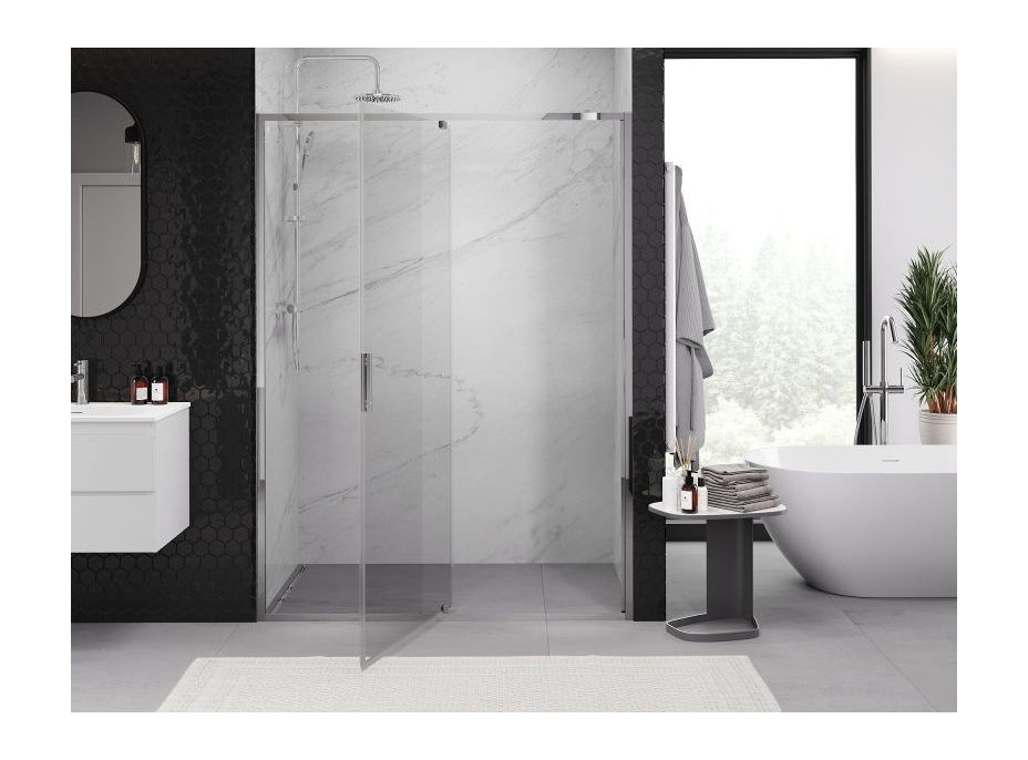 Sprchové dveře MEXEN EXO pivotové - dvoudílné - 135 cm - čiré - chromové - 819-135-000-01-00