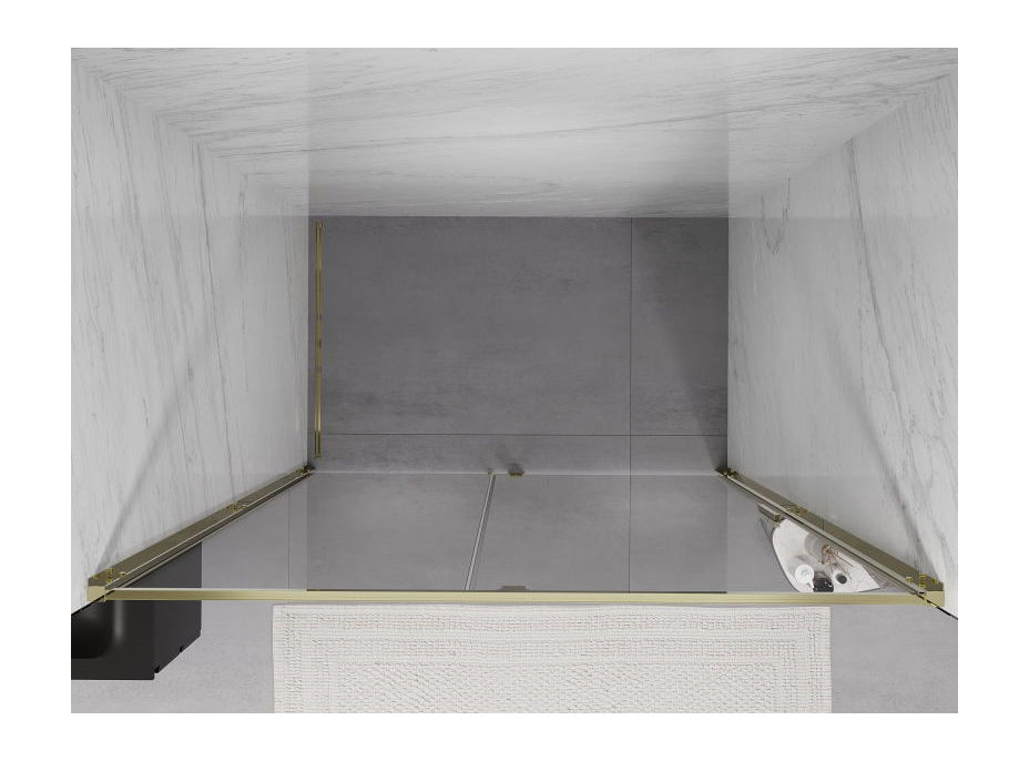 Sprchové dveře MEXEN EXO pivotové - dvoudílné - 145 cm - čiré - zlaté - 819-145-000-50-00