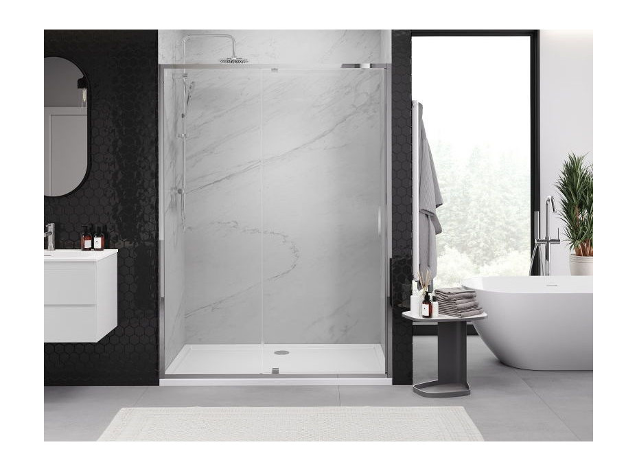 Sprchové dveře MEXEN EXO pivotové - dvoudílné - 155 cm - čiré - chromové - 819-155-000-01-00