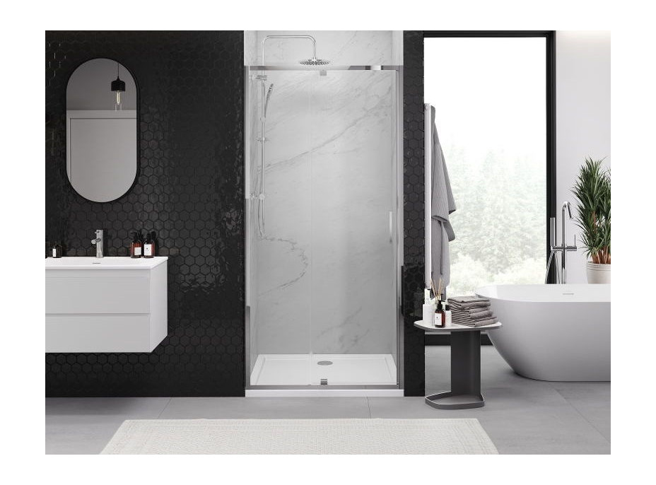 Sprchové dveře MEXEN EXO pivotové - dvoudílné - 115 cm - čiré - chromové - 819-115-000-01-00
