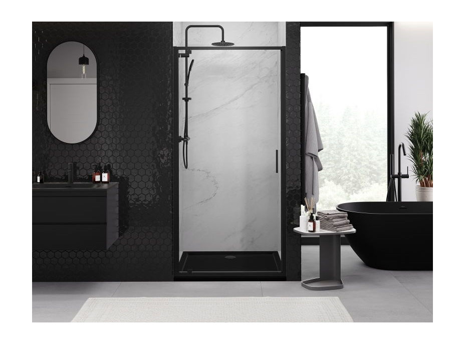 Sprchové dveře MEXEN EXO pivotové 70 cm - čiré - černé - 8181-070-000-70-00