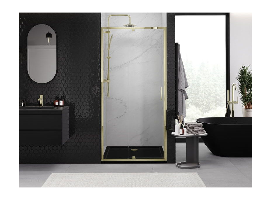 Sprchové dveře MEXEN EXO pivotové - dvoudílné - 95 cm - čiré - zlaté - 819-095-000-50-00