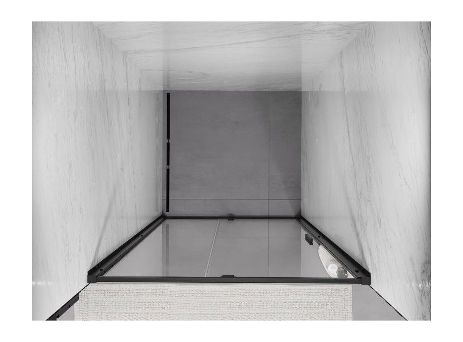 Sprchové dveře MEXEN EXO pivotové - dvoudílné - 125 cm - čiré - černé - 819-125-000-70-00