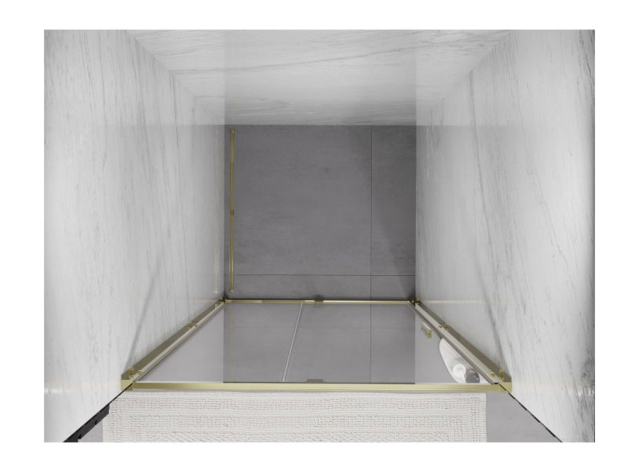 Sprchové dveře MEXEN EXO pivotové - dvoudílné - 90 cm - čiré - zlaté - 819-090-000-50-00