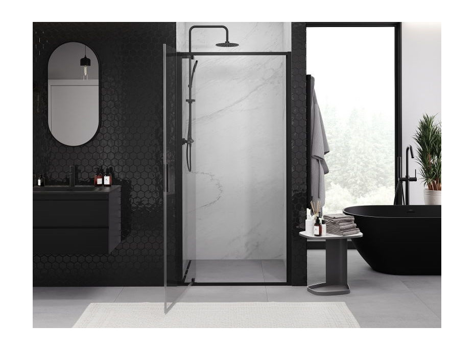 Sprchové dveře MEXEN EXO pivotové 60 cm - čiré - černé - 8181-060-000-70-00