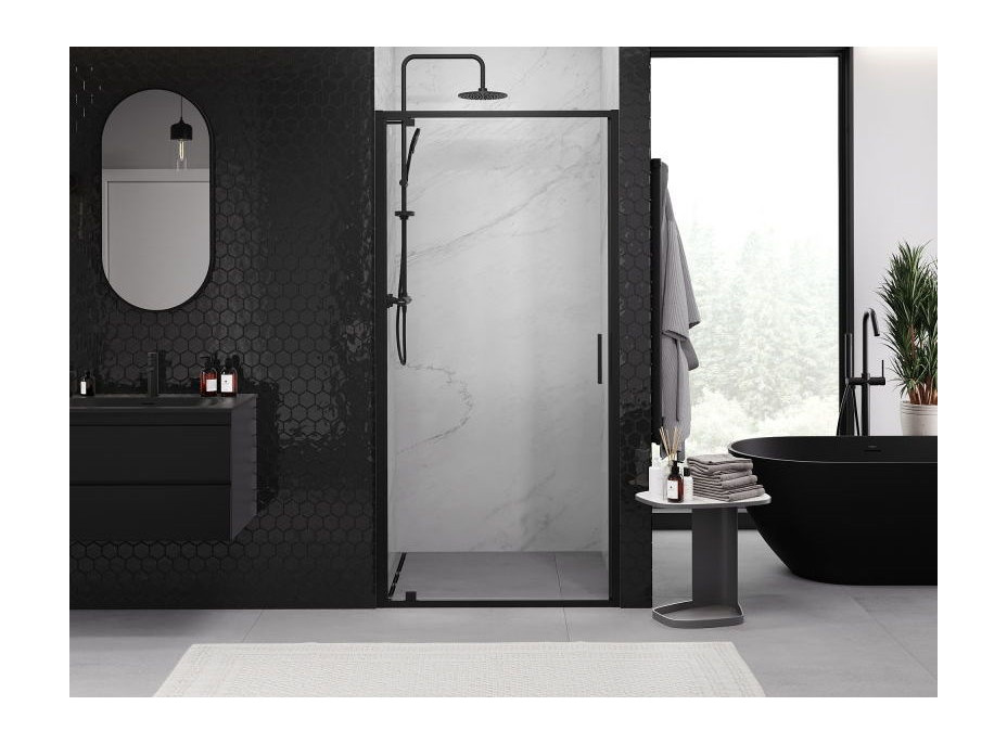 Sprchové dveře MEXEN EXO pivotové 60 cm - čiré - černé - 8181-060-000-70-00