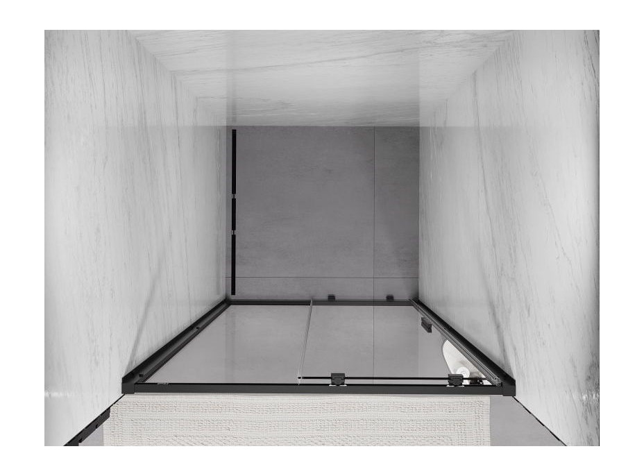 Sprchové dveře MEXEN EXO posuvné 95 cm - čiré - černé - 8151-095-000-70-00