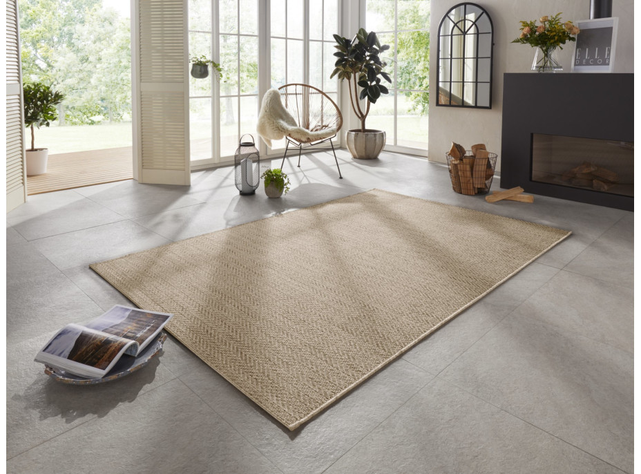 Kusový koberec Brave 103615 natural Brown z kolekce Elle – na ven i na doma