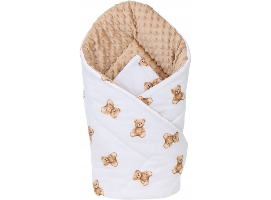 Oboustranná zavinovačka pro miminka 80x80 cm BABYMAM PREMIUM - Medvídek Teddy s béžovou minky