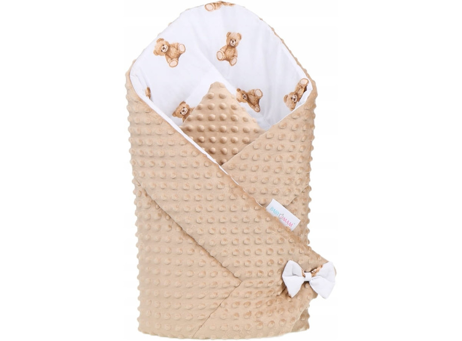 Oboustranná zavinovačka pro miminka 80x80 cm BABYMAM PREMIUM - Medvídek Teddy s béžovou minky