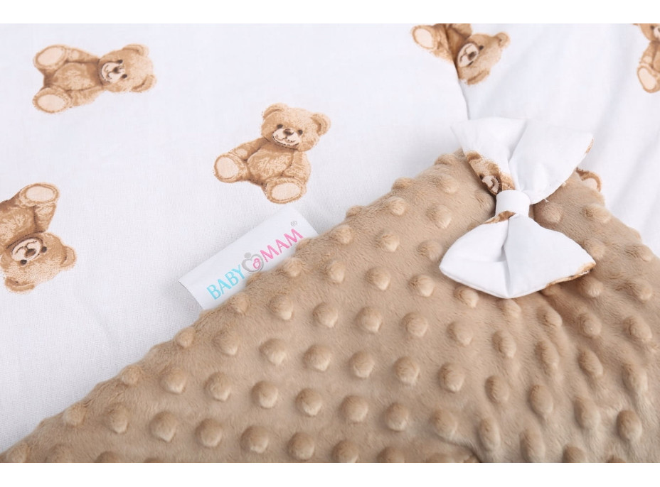 Oboustranná zavinovačka pro miminka 80x80 cm BABYMAM PREMIUM - Medvídek Teddy s béžovou minky