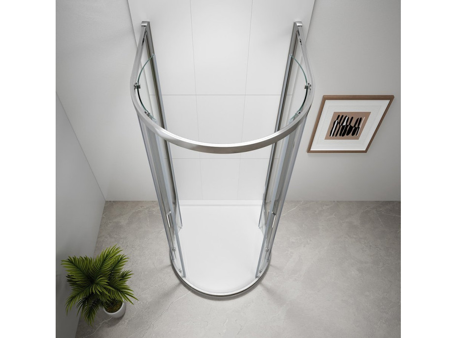 Polysan EASY půlkruhová sprchová zástěna 900x900mm, čiré sklo EL4615
