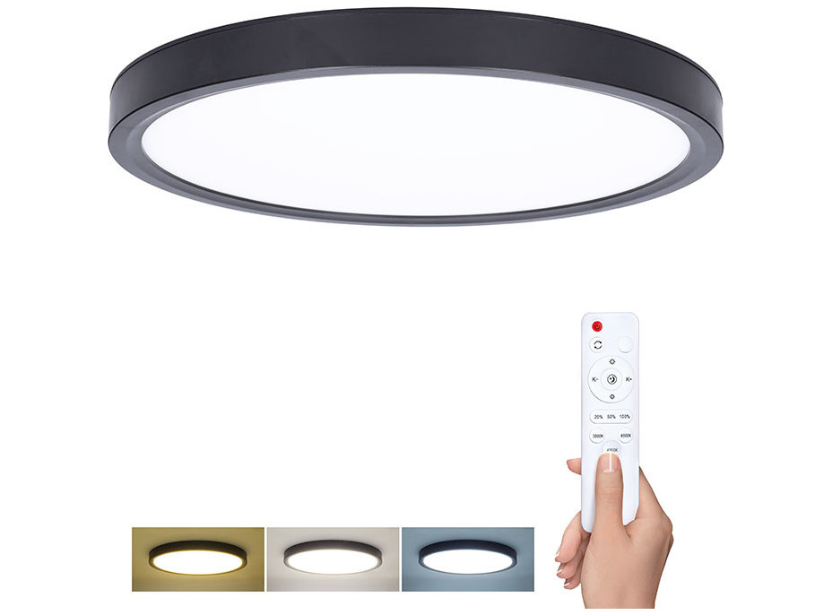 Solight LED osvětlení s dálkovým ovladačem Estela Black, 60W, 4500lm, 50cm, změna chromatičnosti, stmívatelné