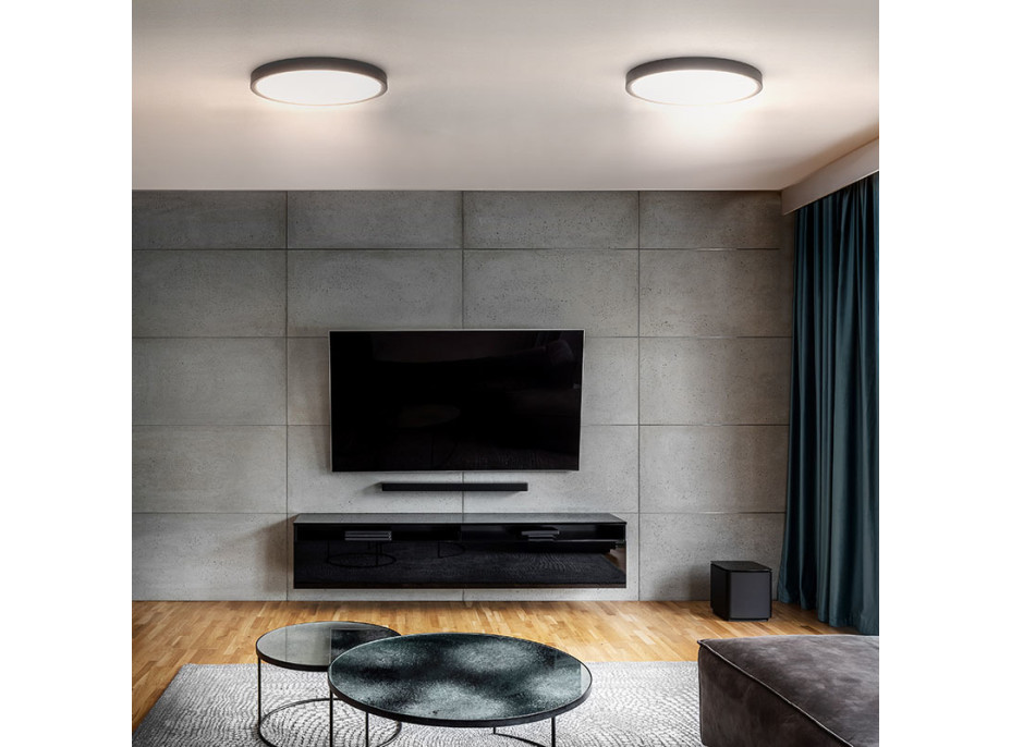 Solight LED osvětlení s dálkovým ovladačem Estela Black, 60W, 4500lm, 50cm, změna chromatičnosti, stmívatelné