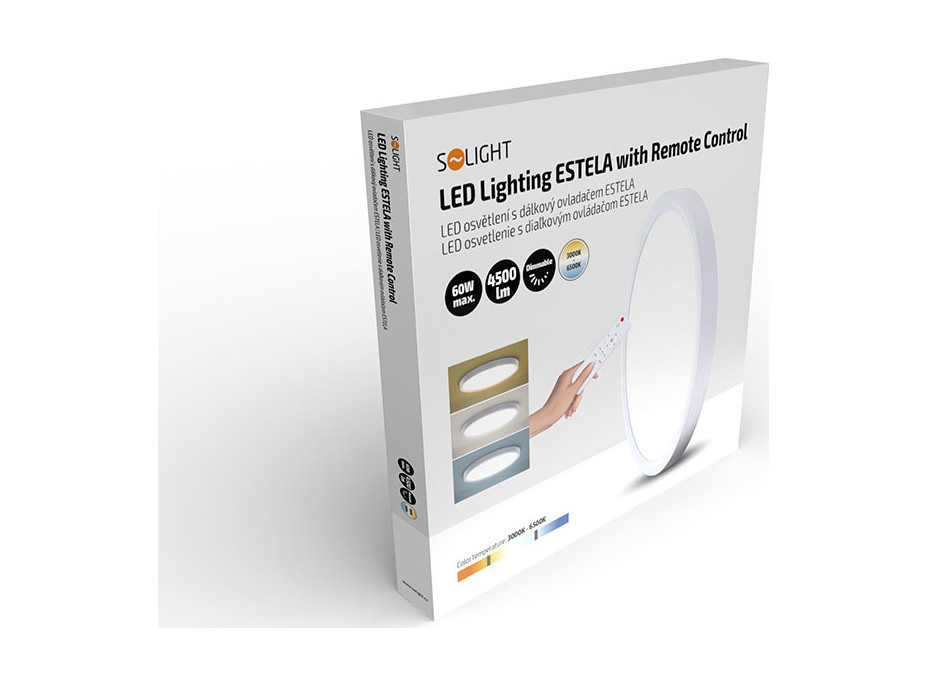 Solight LED osvětlení s dálkovým ovladačem Estela White, 60W, 4500lm, 50cm, změna chromatičnosti, stmívatelné
