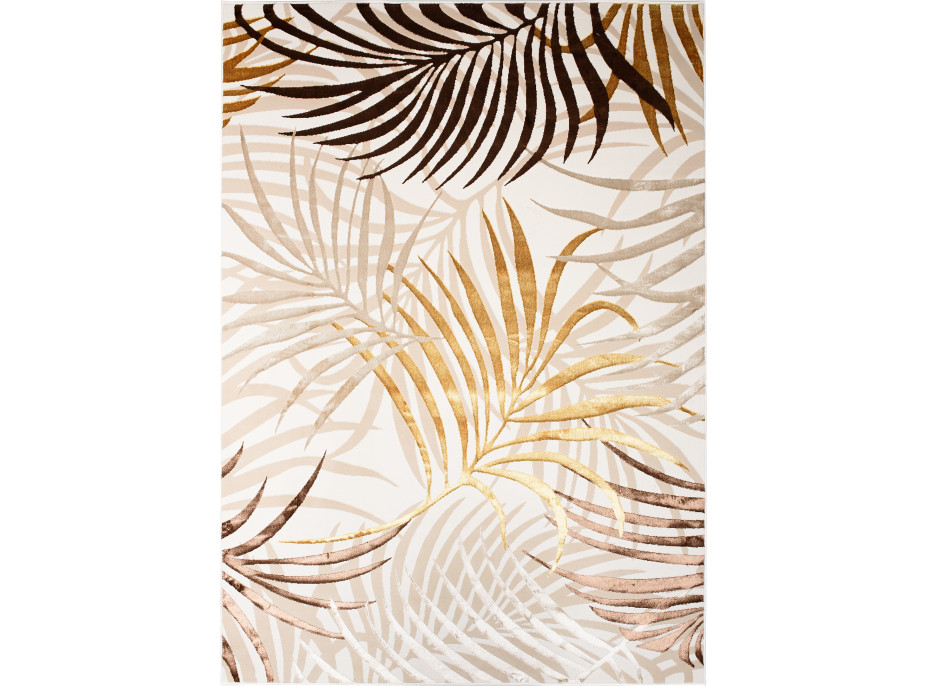 Kusový koberec GOLDEN Palm leaves - krémový/hnědý/zlatý