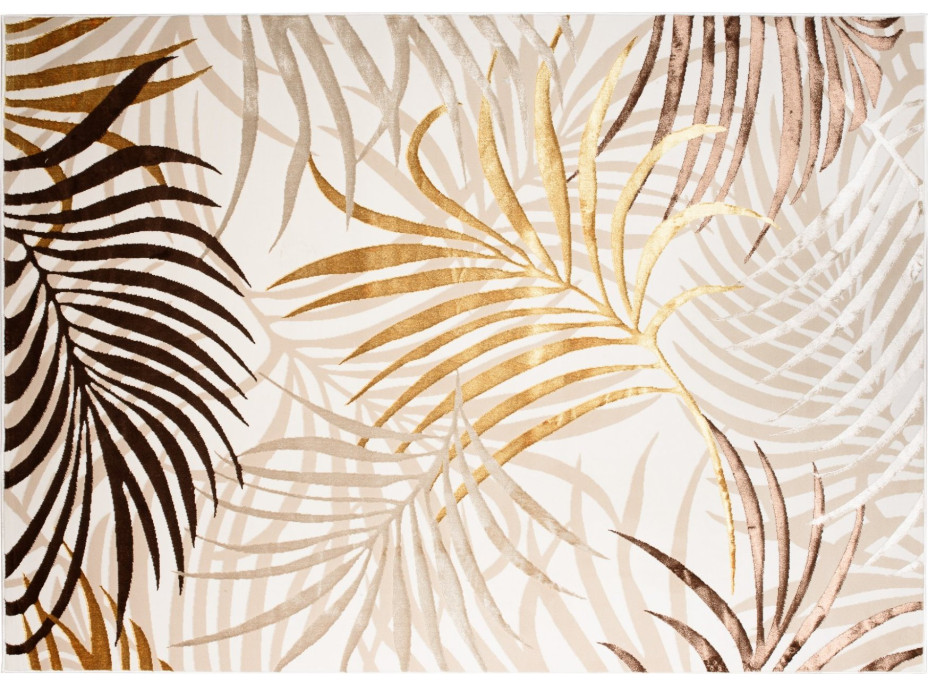 Kusový koberec GOLDEN Palm leaves - krémový/hnědý/zlatý
