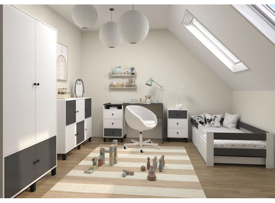 Psací stůl se šuplíkem ELEGANT - bílý/tmavě šedý
